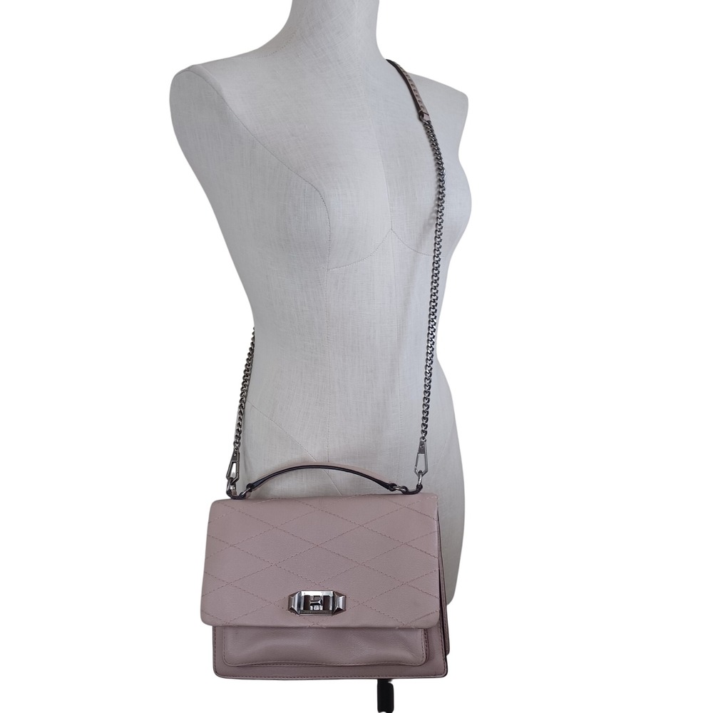 Rebecca Minkoff Love Crossbody Bag Blush Pink Quilted Pebbled Leather Silver HW